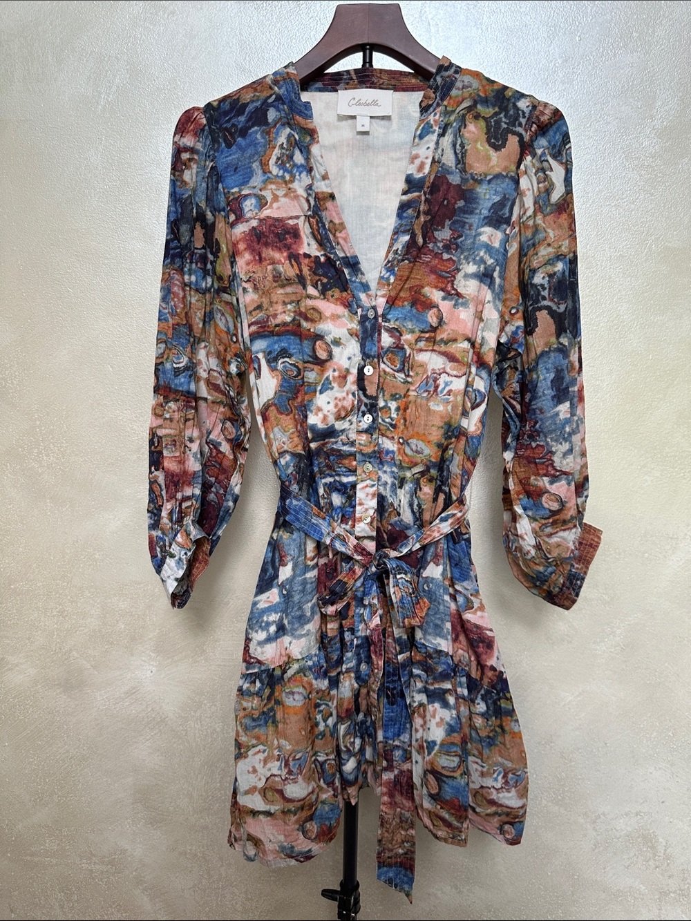 Cleobella Murano Print Cotton Voile Mini Dress with Pockets - Size M